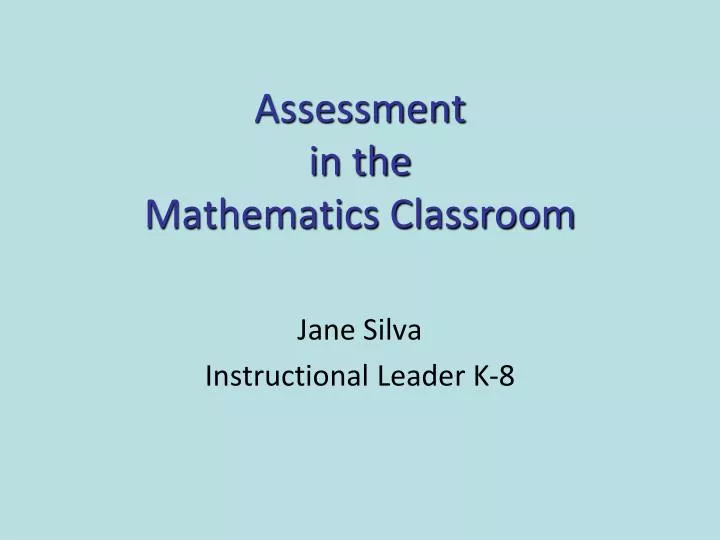 assessment in the mathematics classroom
