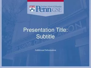 Presentation Title: Subtitle
