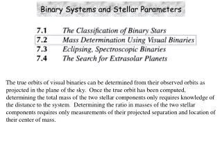 Binary Systems and Stellar Parameters