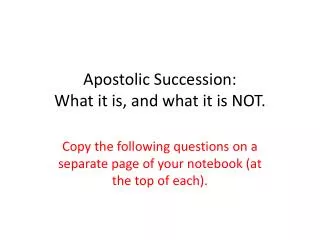 apostolic succession what it is and what it is not