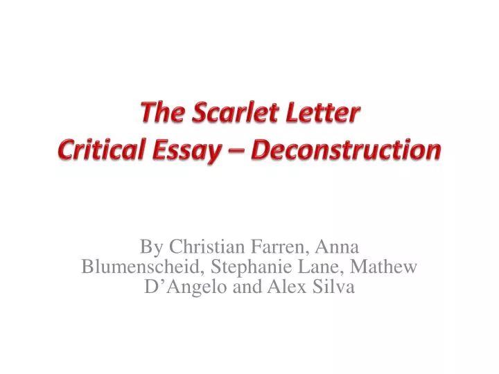 the scarlet letter critical essay deconstruction