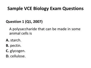 Sample VCE Biology Exam Questions