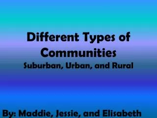 Different Types of Communities Suburban, Urban, and Rural