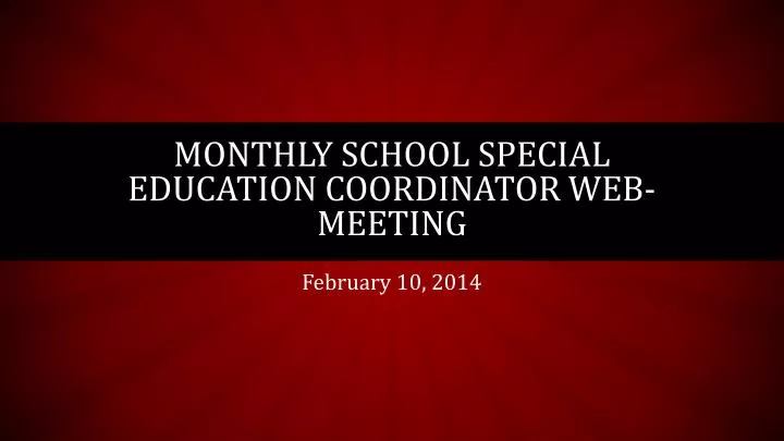 monthly school special education coordinator web meeting