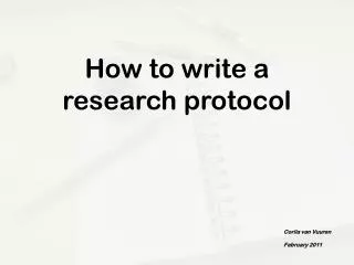 How to write a research protocol