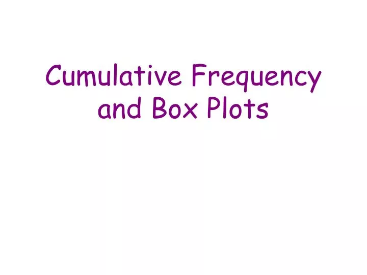 cumulative frequency and box plots