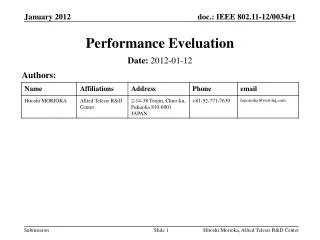 Performance Eveluation