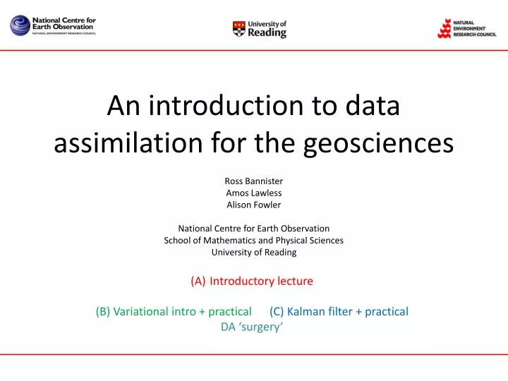 an introduction to data assimilation for the geosciences