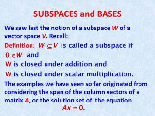 SUBSPACES and BASES