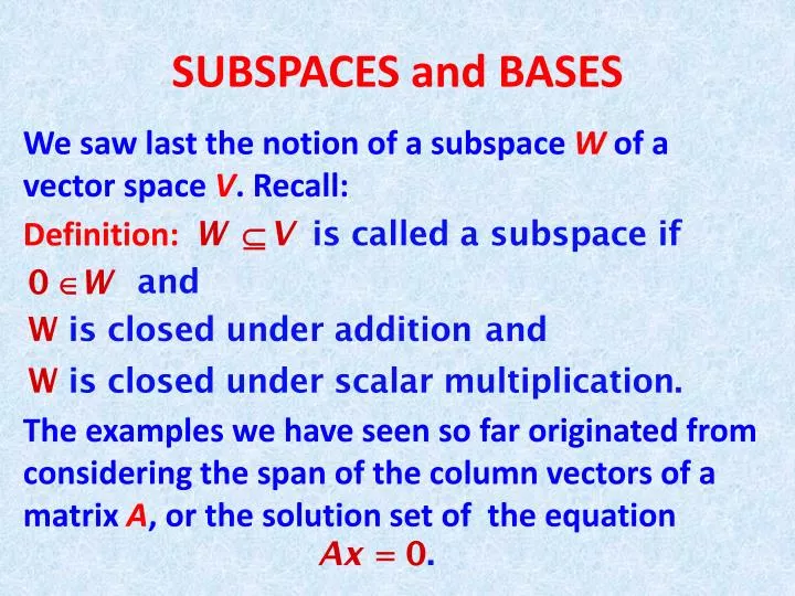 subspaces and bases