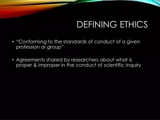 Defining Ethics