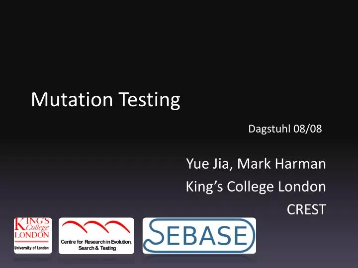 mutation testing dagstuhl 08 08