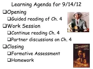 Learning Agenda for 9/14/12