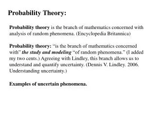 Probability Theory: