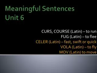 Meaningful Sentences Unit 6