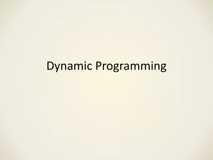 dynamic programming