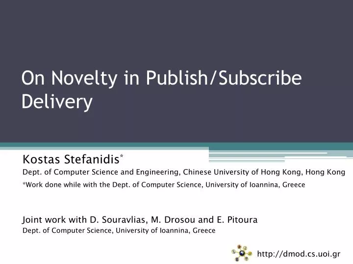 on novelty in publish subscribe delivery