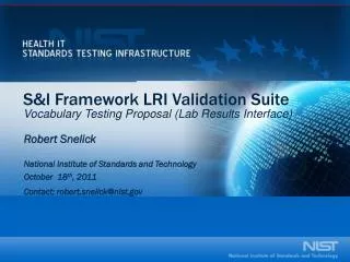 S&amp;I Framework LRI Validation Suite Vocabulary Testing Proposal (Lab Results Interface)