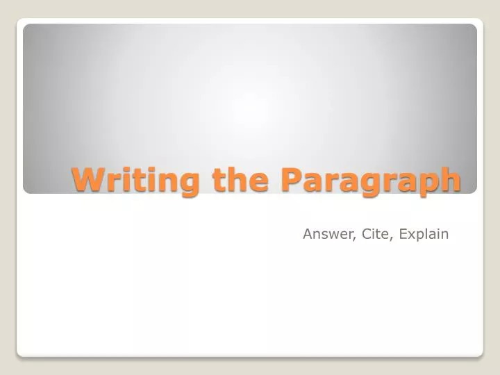 writing the paragraph