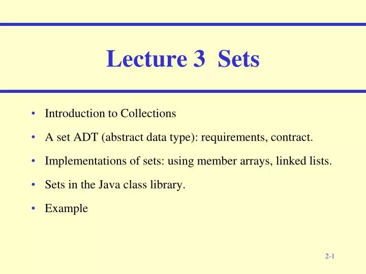 lecture 3 set s