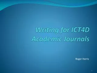Writing for ICT4D Academic Journals