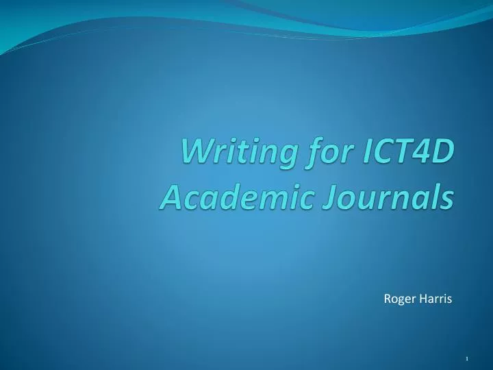 writing for ict4d academic journals