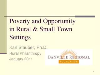Poverty and Opportunity in Rural &amp; Small Town Settings