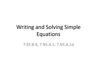 Writing and Solving Simple Equations