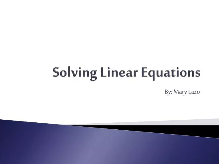 solving linear equations