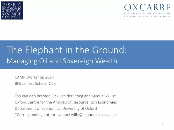 the elephant in the ground managing oil and sovereign wealth