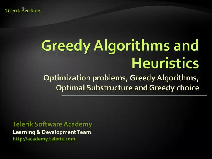 greedy algorithms and heuristics