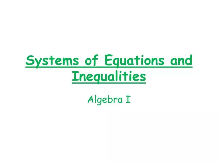 systems of equations and inequalities