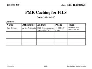 PMK Caching for FILS