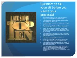 Questions to ask yourself before you submit your proposals!