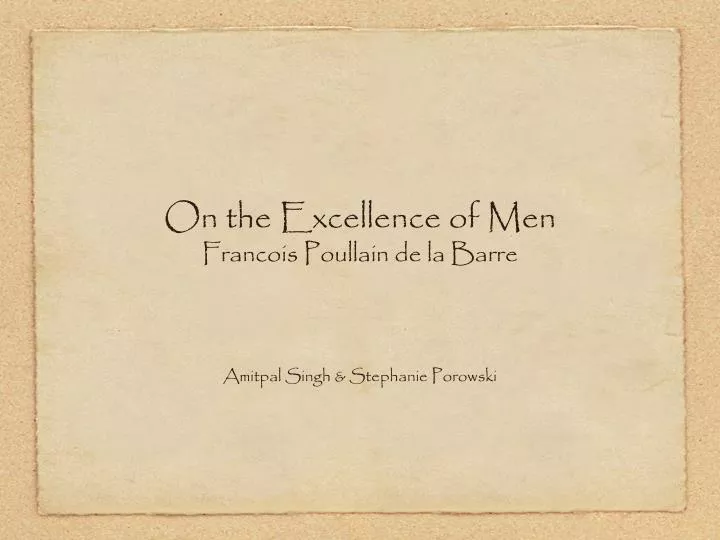 on the excellence of men francois poullain de la barre