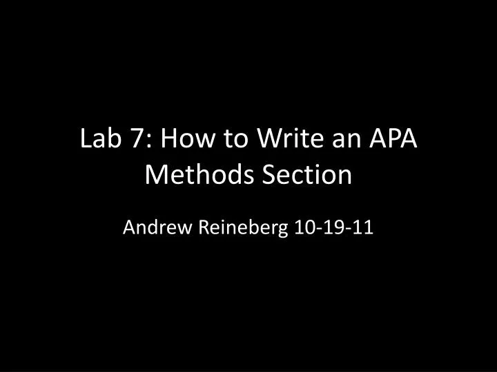 lab 7 how to write an apa methods section