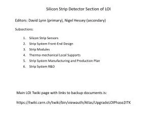 Silicon Strip Detector Section of LOI