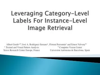 Leveraging Category-Level Labels For Instance-Level Image Retrieval