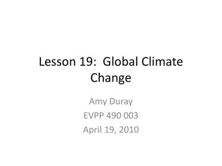 Lesson 19: Global Climate Change