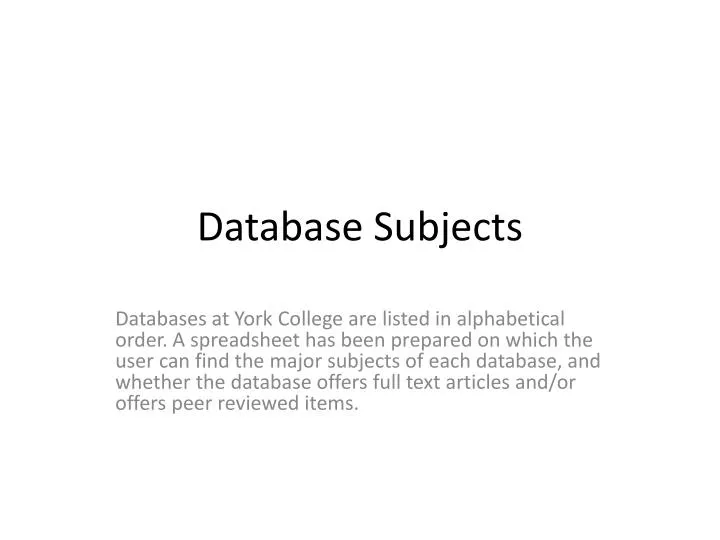 database subjects