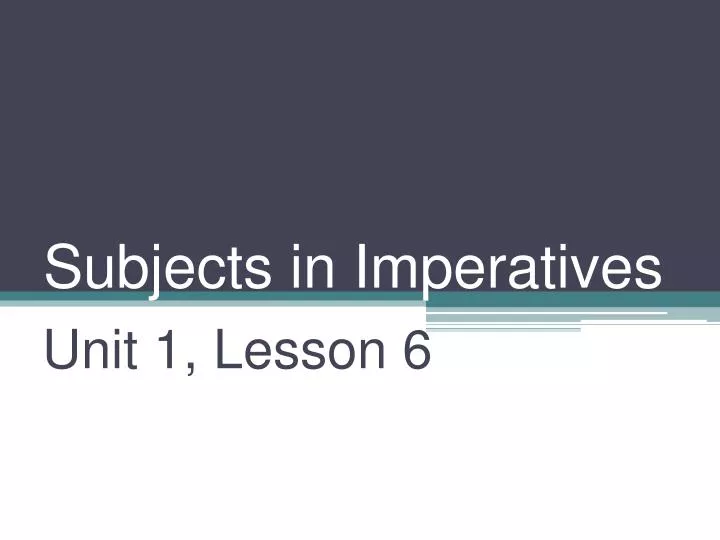 subjects in imperatives