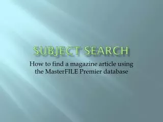 Subject Search