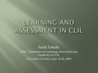 Learning and Assessment in CLIL