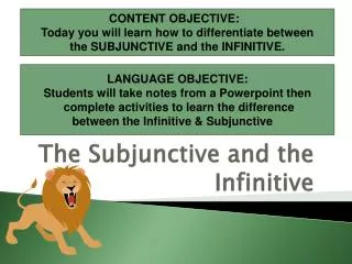 The Subjunctive and the Infinitive