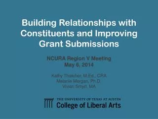 Building Relationships with Constituents and Improving Grant Submissions