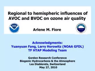 Regional to hemispheric influences of AVOC and BVOC on ozone air quality