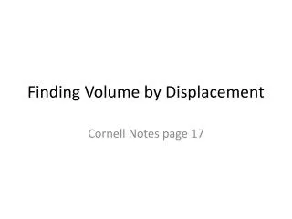Finding Volume by Displacement