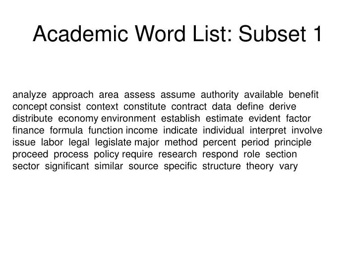 academic word list subset 1
