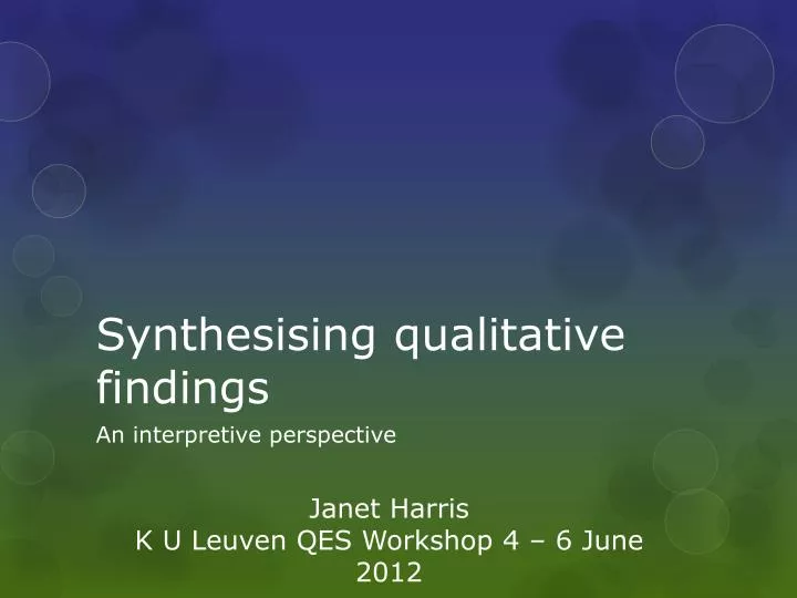 synthesising qualitative findings