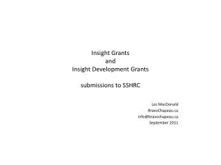 Insight Grants and Insight Development Grants submissions to SSHRC